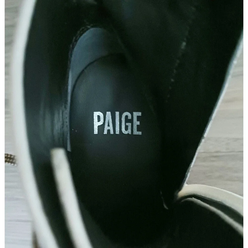 New PAIGE Christie Ivory Pebbled Leather Lace Up Combat Boot Block Heel Sz 6